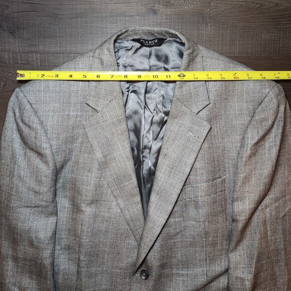 JOS A BANK Mens Sport Coat Blazer 43R Gray Silk Camelhair Hondstooth Check - Picture 9 of 16